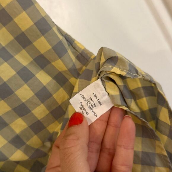 J.Crew Tailored light weight fit yellow and grey  checkered button down size lar - Picture 5 of 9